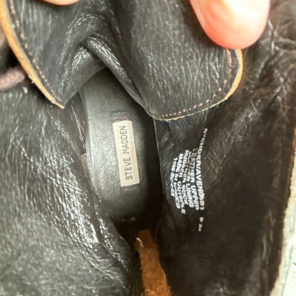 Steve Madden Avenger Combat Boot 9M Brown Leather Camo Print Platform Grunge - Picture 5 of 13